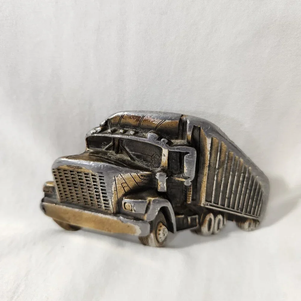 VTG The Great American Chicago Truck Brass Belt Buckle #240 Semi-Truck Trailer
